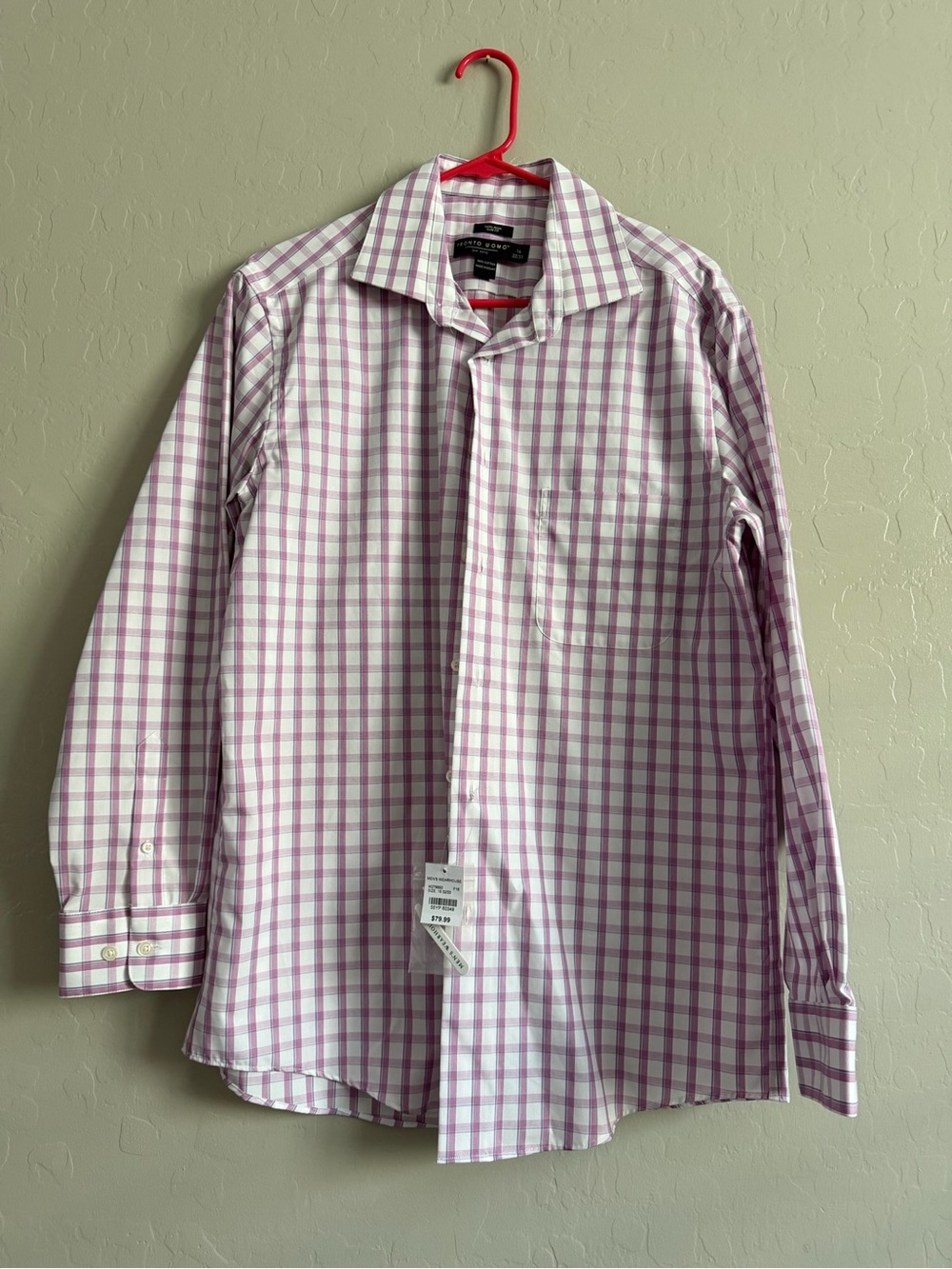 Pronto Uomo White and Pink Check Dress Shirt